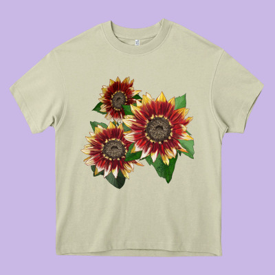 Florenza Sunflower Heavy Core Tee Designed By Lillyallendesigns