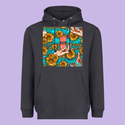 Hand Cream Nail Polish Remover And Sunflowers With Leopard And Glitter Heavyweight Hoodie Designed By Bundleandbundleshop