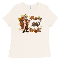 Bone merry and bright black santa Ladies Tee - MaliasSmallBusiness