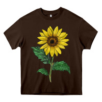 Chocolate Brown Sunray yellow sunflower Heavy Core Tee - LillyAllenDesigns