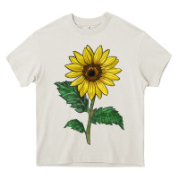 Cream Sunray yellow sunflower Heavy Core Tee - LillyAllenDesigns