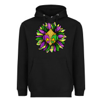 Black Mardi Gras Sunflower Heavyweight Hoodie - BundleAndBundleShop