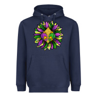 Navy Mardi Gras Sunflower Heavyweight Hoodie - BundleAndBundleShop