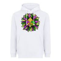 White Mardi Gras Sunflower Heavyweight Hoodie - BundleAndBundleShop