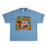 Pebble Blue Fall Cow Rainbow Urban Heavy Tee - LillyAllenDesigns