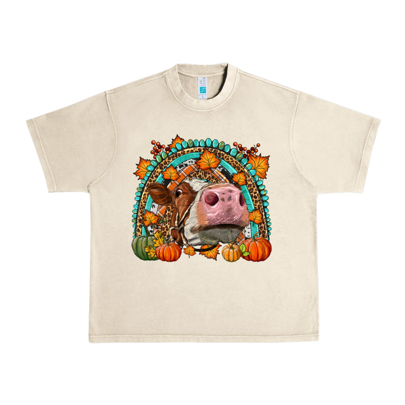 Fall Cow Rainbow Urban Heavy Tee by LillyAllenDesigns | Teevron