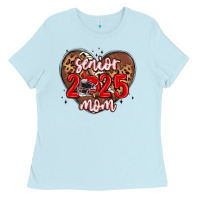 Baby Blue senior 2025 mom football Ladies Tee - MaliasSmallBusiness