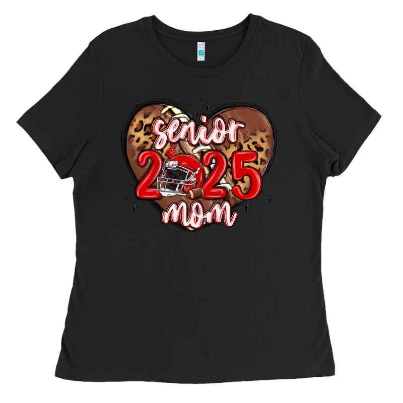 Senior 2025 Mom Football Ladies Tee by MaliasSmallBusiness | Teevron