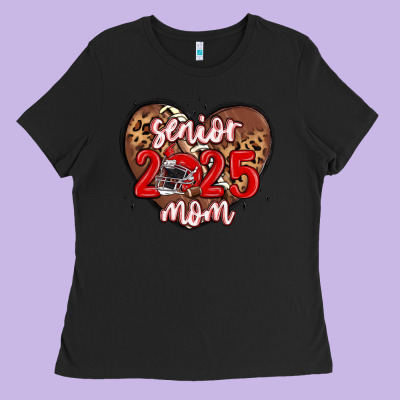 Senior 2025 Mom Football Ladies Tee Designed By Maliassmallbusiness