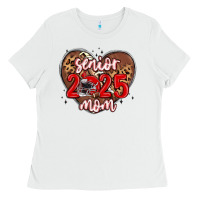White senior 2025 mom football Ladies Tee - MaliasSmallBusiness