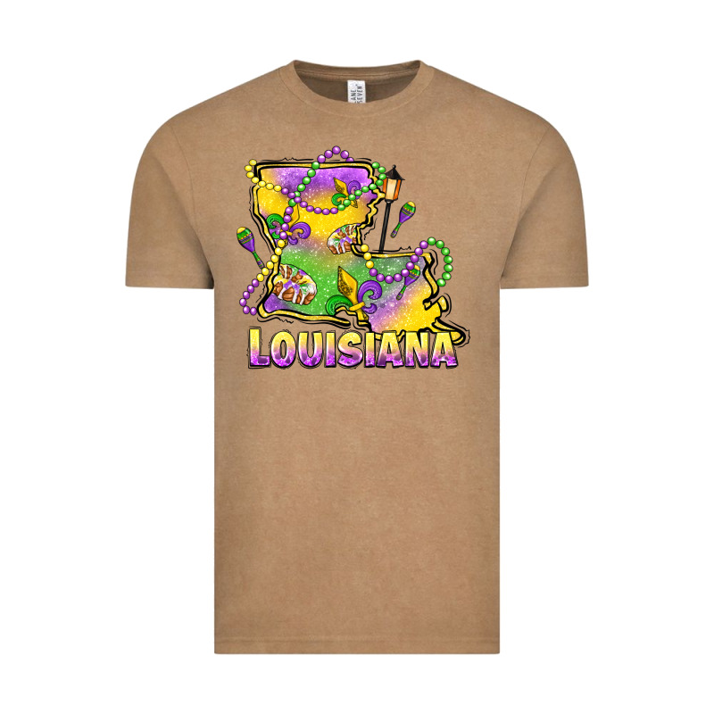 Louisiana Mardi Gras State Map Vintage Tee by LillyAllenDesigns | Teevron