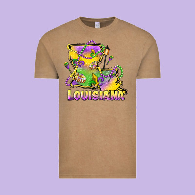 Louisiana Mardi Gras State Map Vintage Tee Designed By Lillyallendesigns