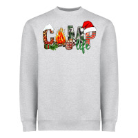 Heather Grey Christmas camp Heavyweight Sweatshirt - NancyCooperArtShop