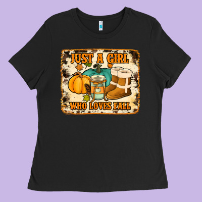 Just A Girl Who Loves Fall Cowhide Background Ladies Tee Designed By Jasminsmagicworld