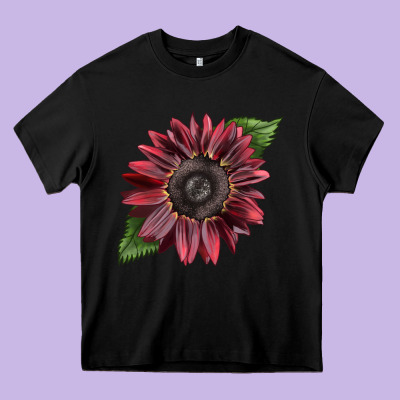 Chocolate Sunflower Heavy Core Tee Designed By Lillyallendesigns