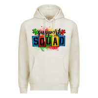 Oatmeal Heather autism support squad Premium Hoodie - OliviaCreatesArt
