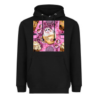 Black cat coffee cups and paw with leopard and glitter seamless pattern bbs Heavyweight Hoodie - BundleAndBundleShop