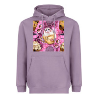Lavender cat coffee cups and paw with leopard and glitter seamless pattern bbs Heavyweight Hoodie - BundleAndBundleShop