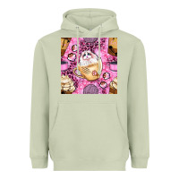 Matcha cat coffee cups and paw with leopard and glitter seamless pattern bbs Heavyweight Hoodie - BundleAndBundleShop