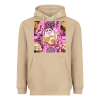 Mushroom cat coffee cups and paw with leopard and glitter seamless pattern bbs Heavyweight Hoodie - BundleAndBundleShop