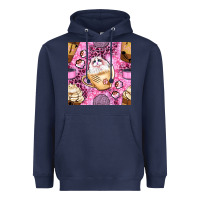 Navy cat coffee cups and paw with leopard and glitter seamless pattern bbs Heavyweight Hoodie - BundleAndBundleShop