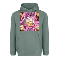 Sage cat coffee cups and paw with leopard and glitter seamless pattern bbs Heavyweight Hoodie - BundleAndBundleShop