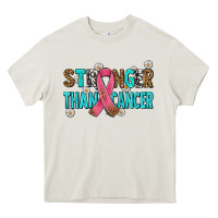 Stronger Than Cancer With Cancer Ribbon Heavy Core Tee | Teevron