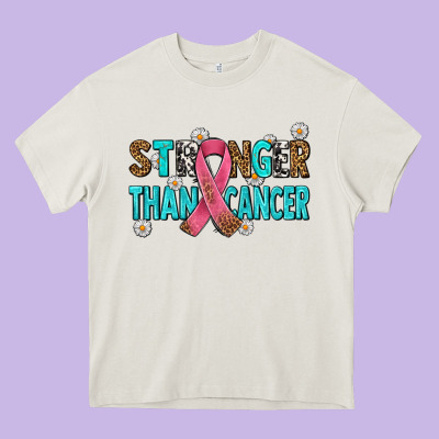 Stronger Than Cancer With Cancer Ribbon Heavy Core Tee Designed By Adodesignshop