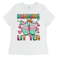 White running on lit tea Ladies Tee - MaliasSmallBusiness