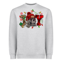 Heather Grey Christmas Joy skeleton Heavyweight Sweatshirt - NancyCooperArtShop