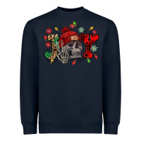 Navy Christmas Joy skeleton Heavyweight Sweatshirt - NancyCooperArtShop