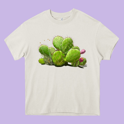 Desert Prickly Pear Cactus Heavy Core Tee Designed By Lillyallendesigns
