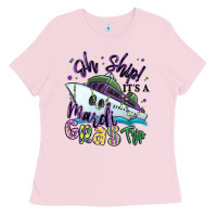 Bubblegum Pink oh ship it's a mardi gras trip Ladies Tee - MaliasSmallBusiness