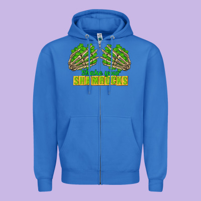 Shake Your Shamrocks St. Patrick's Day Zipper Hoodie Designed By Cowgirlartshop