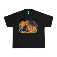 Black Fall Background With Crow Urban Heavy Tee - LillyAllenDesigns