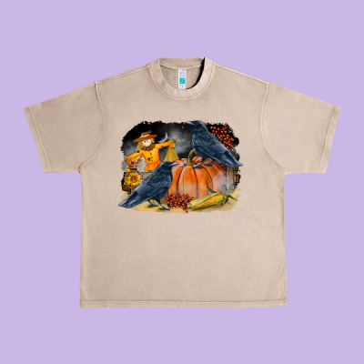 Fall Background With Crow Urban Heavy Tee Designed By Lillyallendesigns