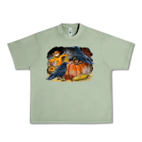 Oil Green Fall Background With Crow Urban Heavy Tee - LillyAllenDesigns