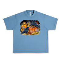 Pebble Blue Fall Background With Crow Urban Heavy Tee - LillyAllenDesigns