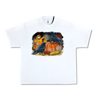 White Fall Background With Crow Urban Heavy Tee - LillyAllenDesigns