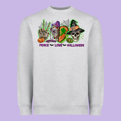 Peace Love Halloween Heavyweight Sweatshirt Designed By Nancycooperartshop