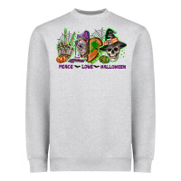 Heather Grey Peace love Halloween Heavyweight Sweatshirt - NancyCooperArtShop