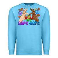 Ocean Blue LGBTQ+ You Are Safe Here Premium Sweatshirt - BundleAndBundleShop