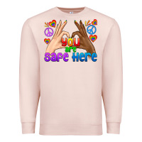 Pale Pink LGBTQ+ You Are Safe Here Premium Sweatshirt - BundleAndBundleShop