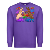 Purple LGBTQ+ You Are Safe Here Premium Sweatshirt - BundleAndBundleShop