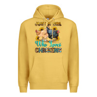 Antique Gold just a girl who loves chickens Premium Hoodie - OliviaCreatesArt