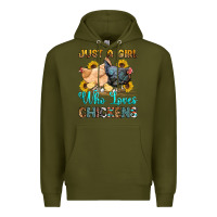 Army Green just a girl who loves chickens Premium Hoodie - OliviaCreatesArt