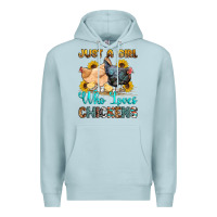 Blue Mist just a girl who loves chickens Premium Hoodie - OliviaCreatesArt