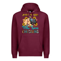 Burgundy just a girl who loves chickens Premium Hoodie - OliviaCreatesArt