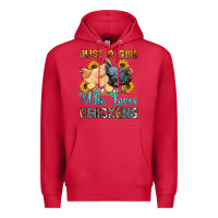 Cardinal just a girl who loves chickens Premium Hoodie - OliviaCreatesArt