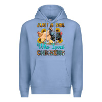 Colony Blue just a girl who loves chickens Premium Hoodie - OliviaCreatesArt